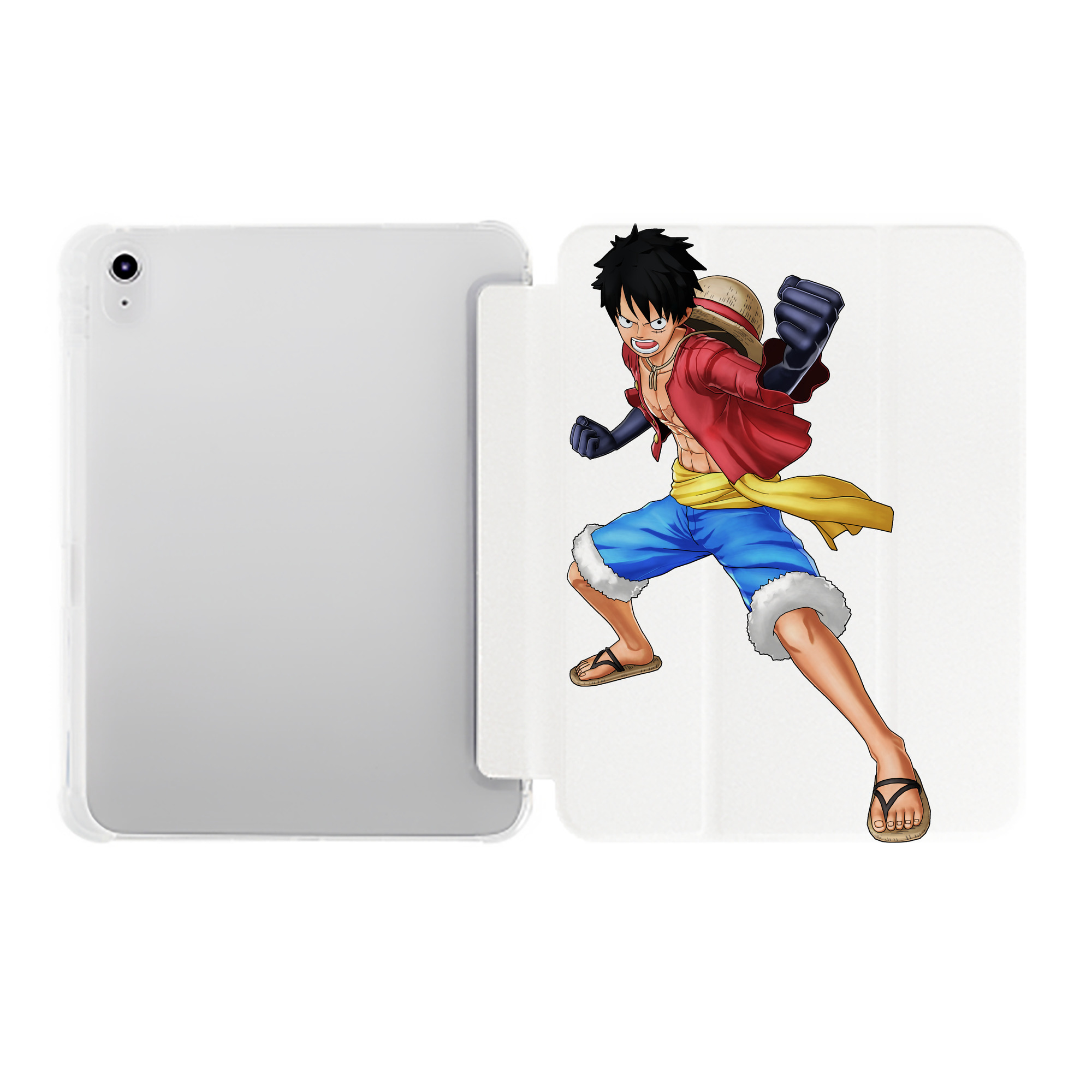 （画像用） ワンピース モンキー・D・ルフィ ONE PIECE Monkey D. Luffy IPad ケース ペン収納付き 三つ折りスタンド PUレザー×シリコン 対応機種9.5/10.5/10.9インチ